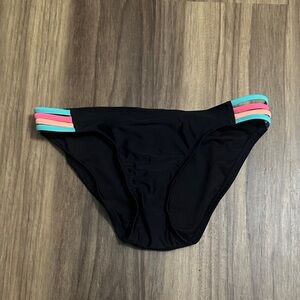 Xhilaration Black Bikini Bottom with Pink and Aqua Straps